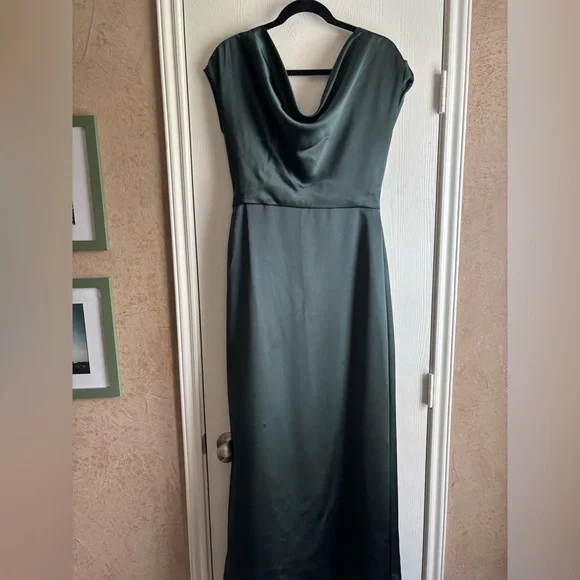 green emerald velvet dress Amsale Bridesmaid Dress Ricky GB328A Hunter main image 1
